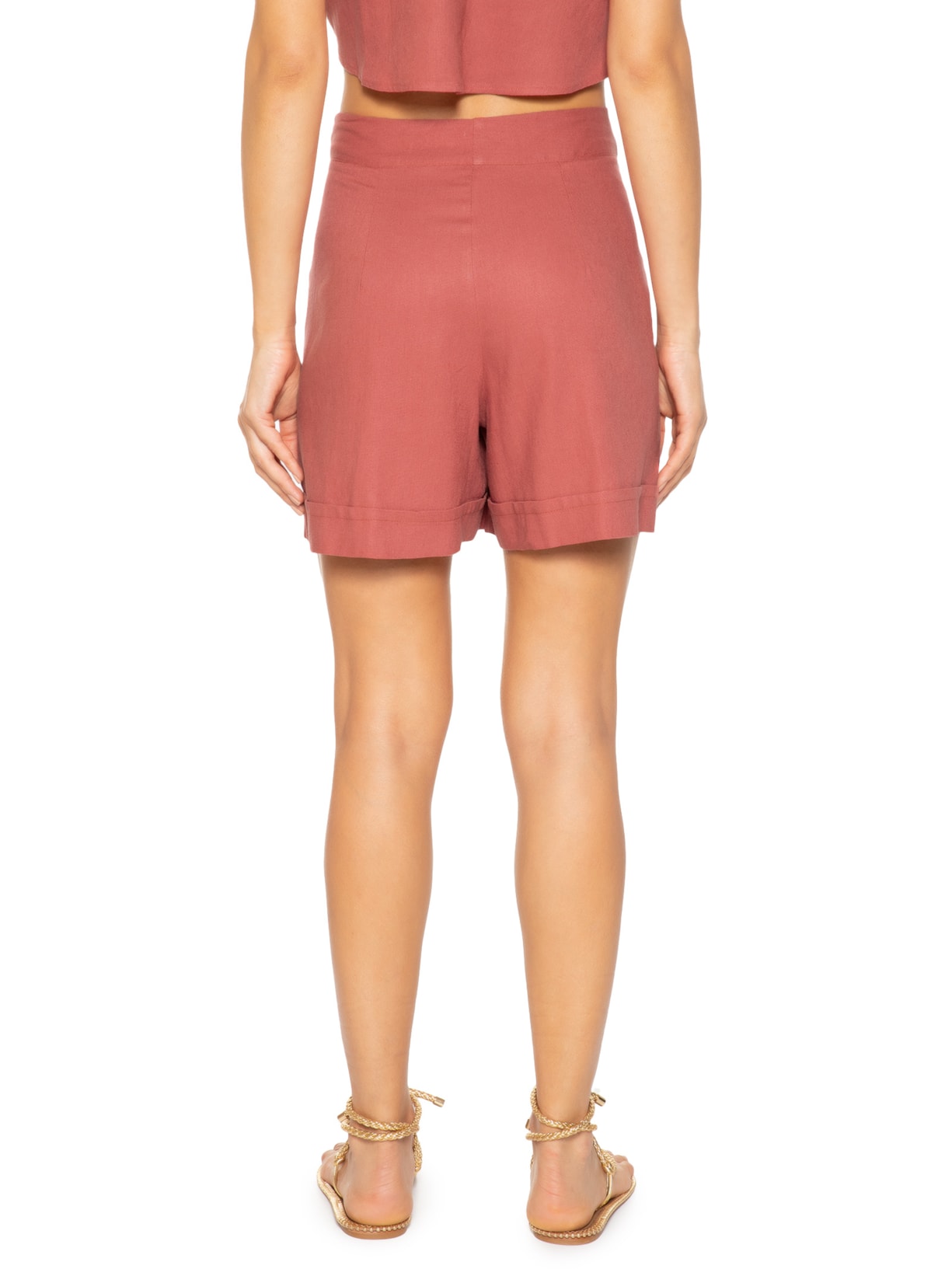 Short Feminino Botão Concha Rosa Maria Filó