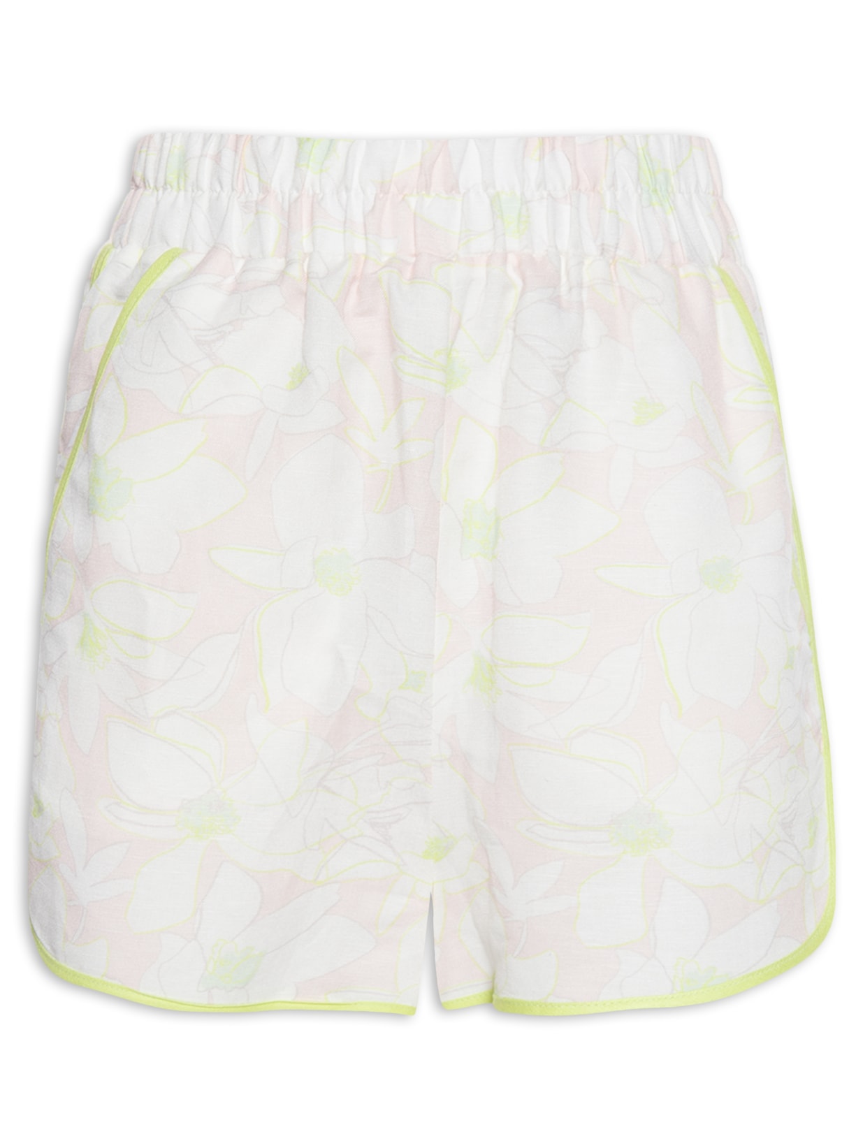 Short Feminino Boxer Linho Floral Giz - Off White