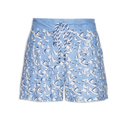 Short Feminino Cadarço Estampa Voo Livre - Azul