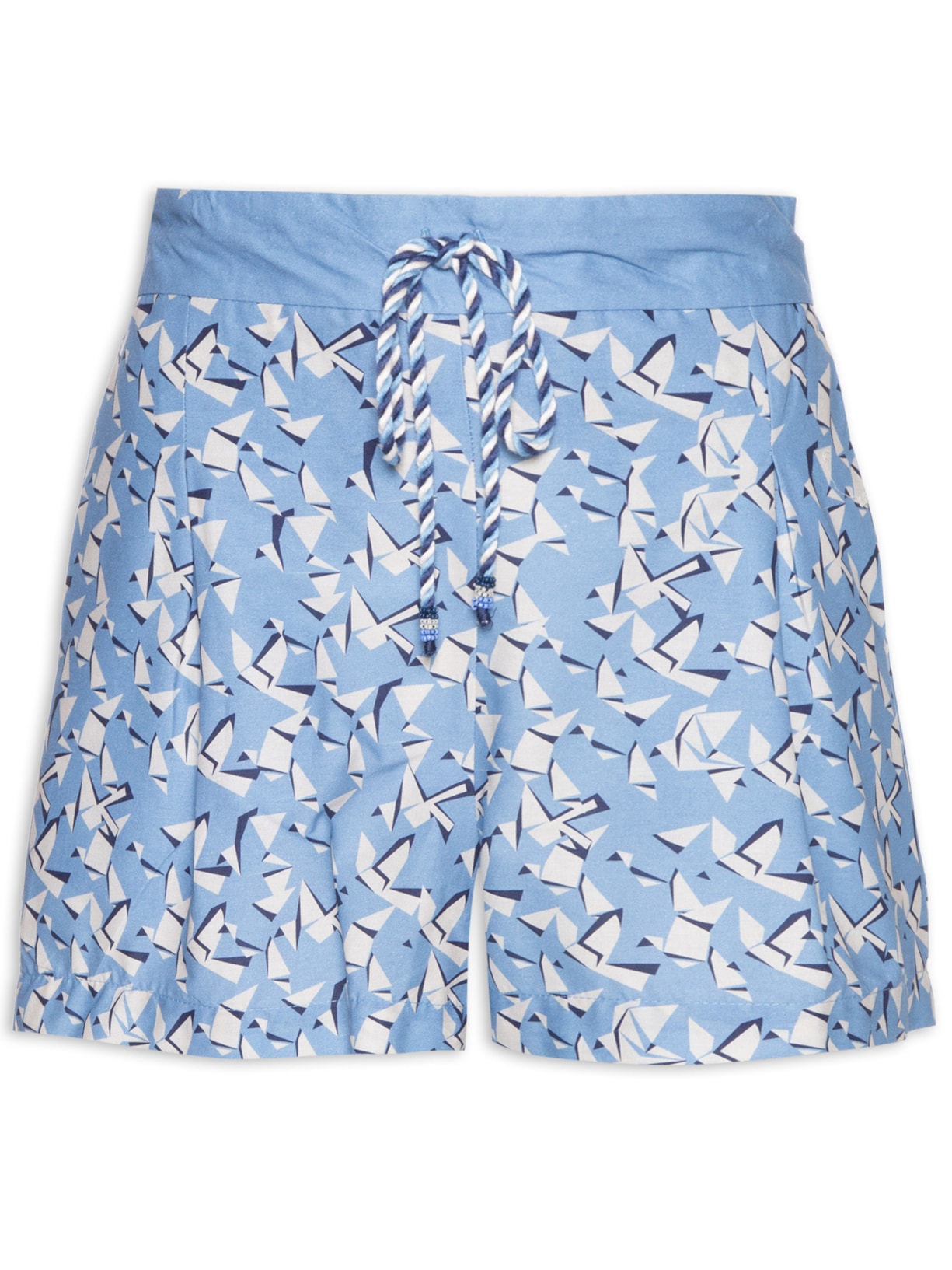 Short Feminino Cadarço Estampa Voo Livre - Azul