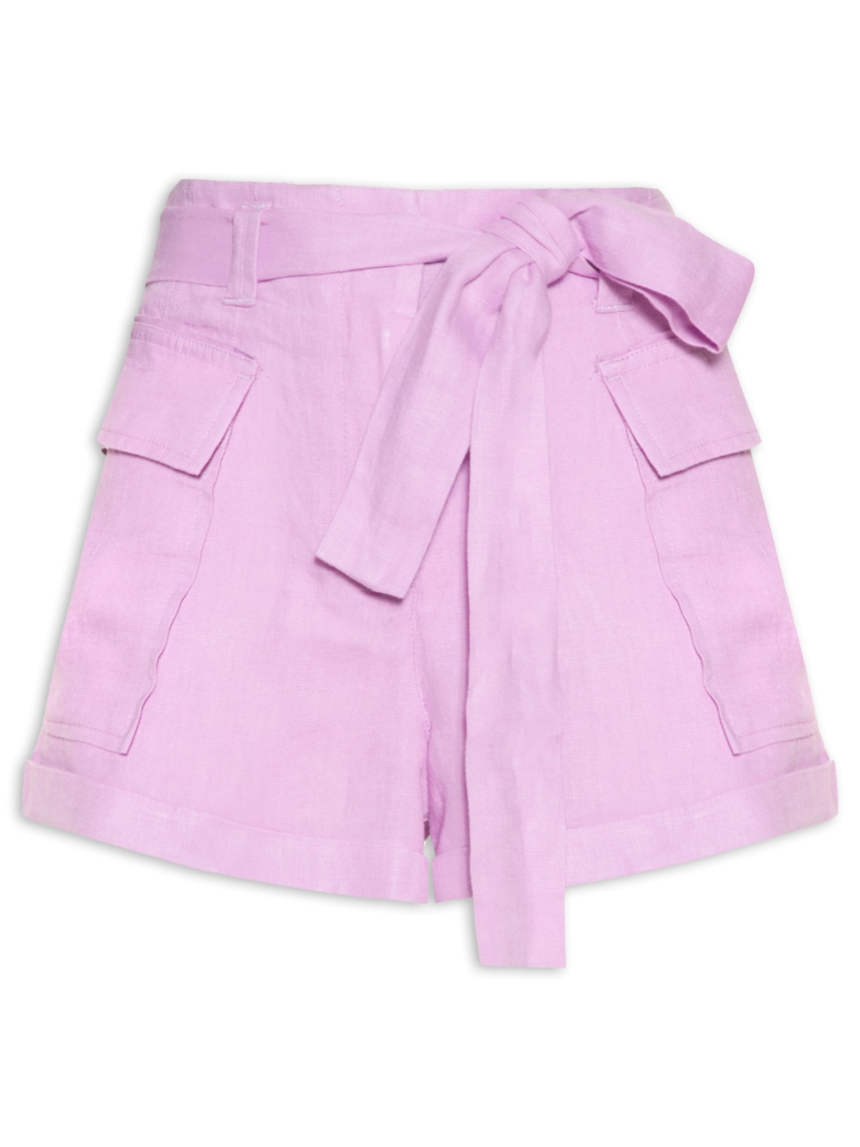 Short Feminino Cargo De Linho - Rosa