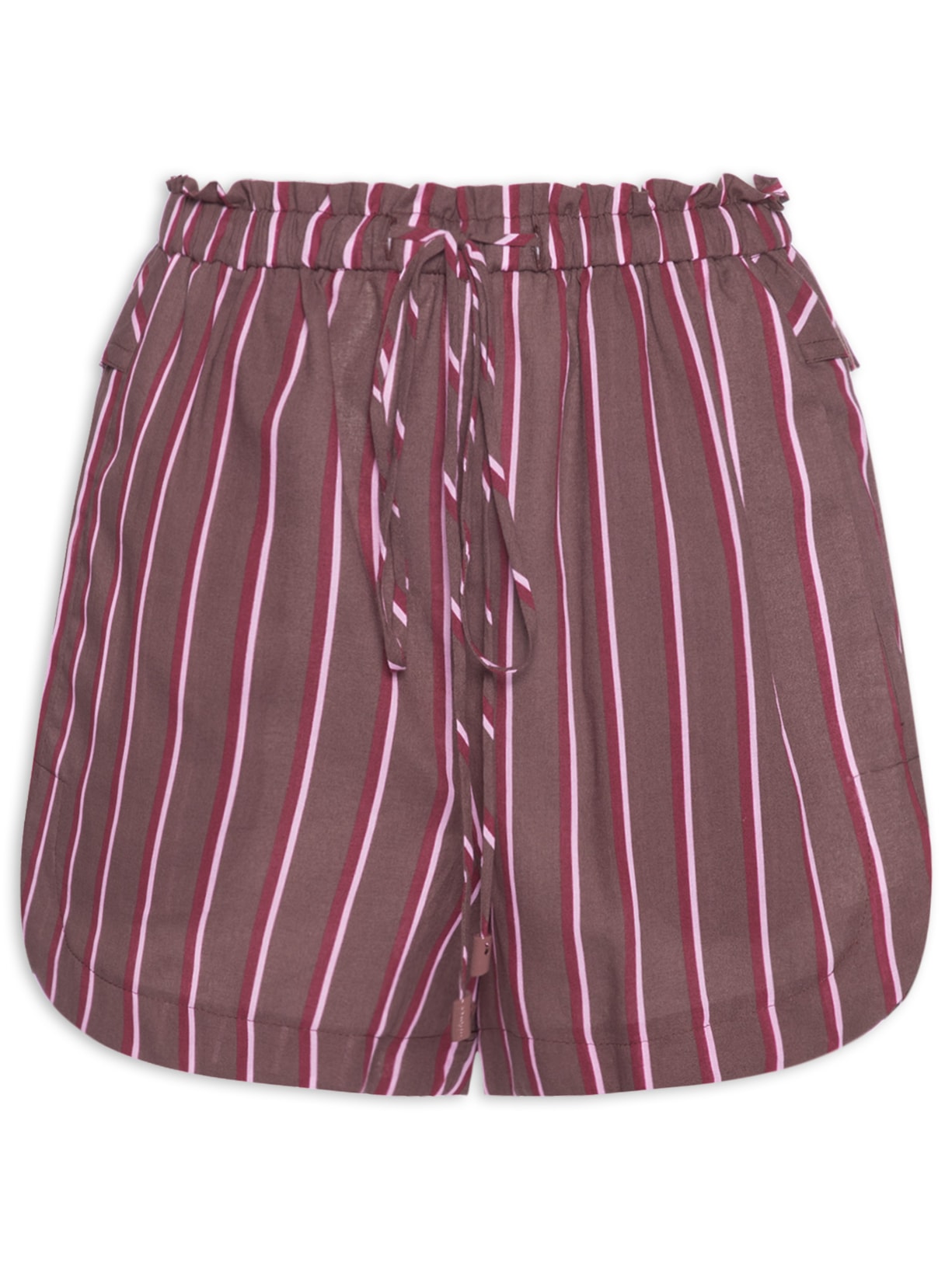 Short Feminino Casual Listrado Marrom Animale