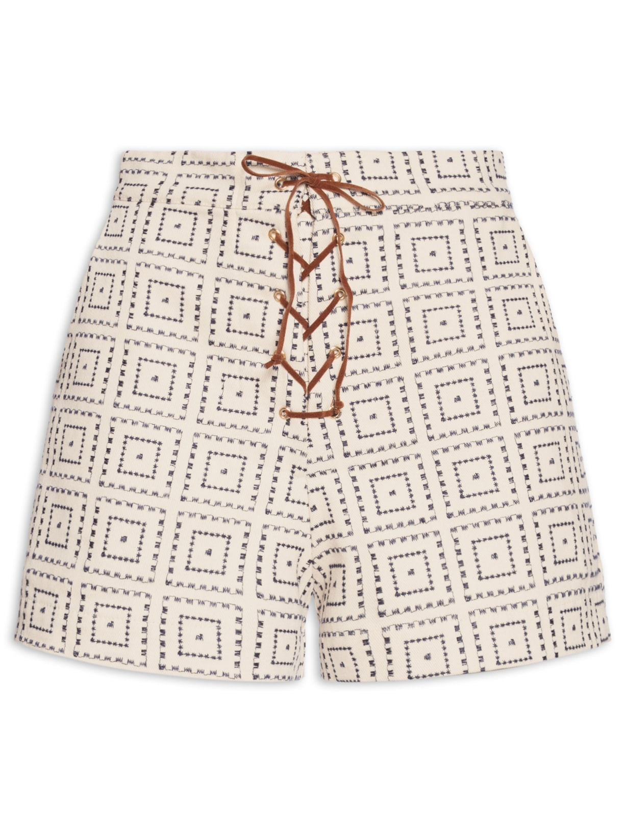 Short Feminino Cintura Alta Com Amarração Off White '2Essential