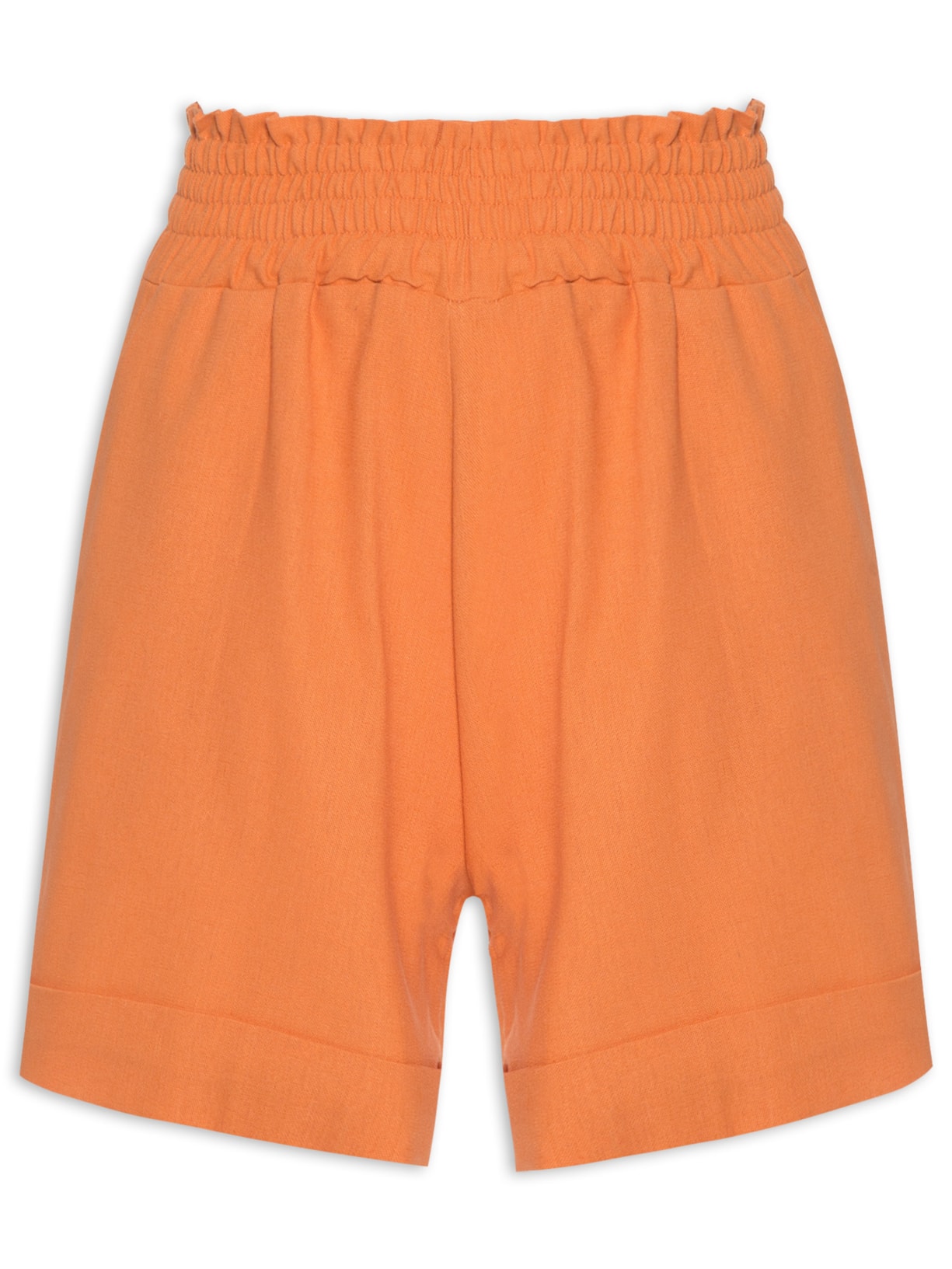 Short Feminino Cintura Alta Com Bolsos - Laranja