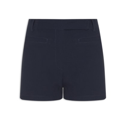Short Feminino Cintura Alta Em Crepe - Azul