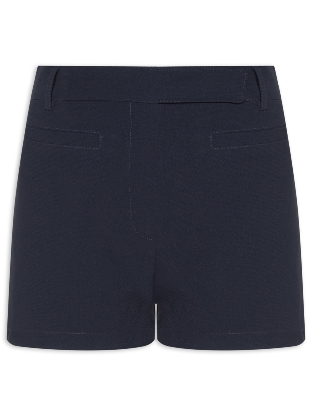 Short Feminino Cintura Alta Em Crepe - Azul