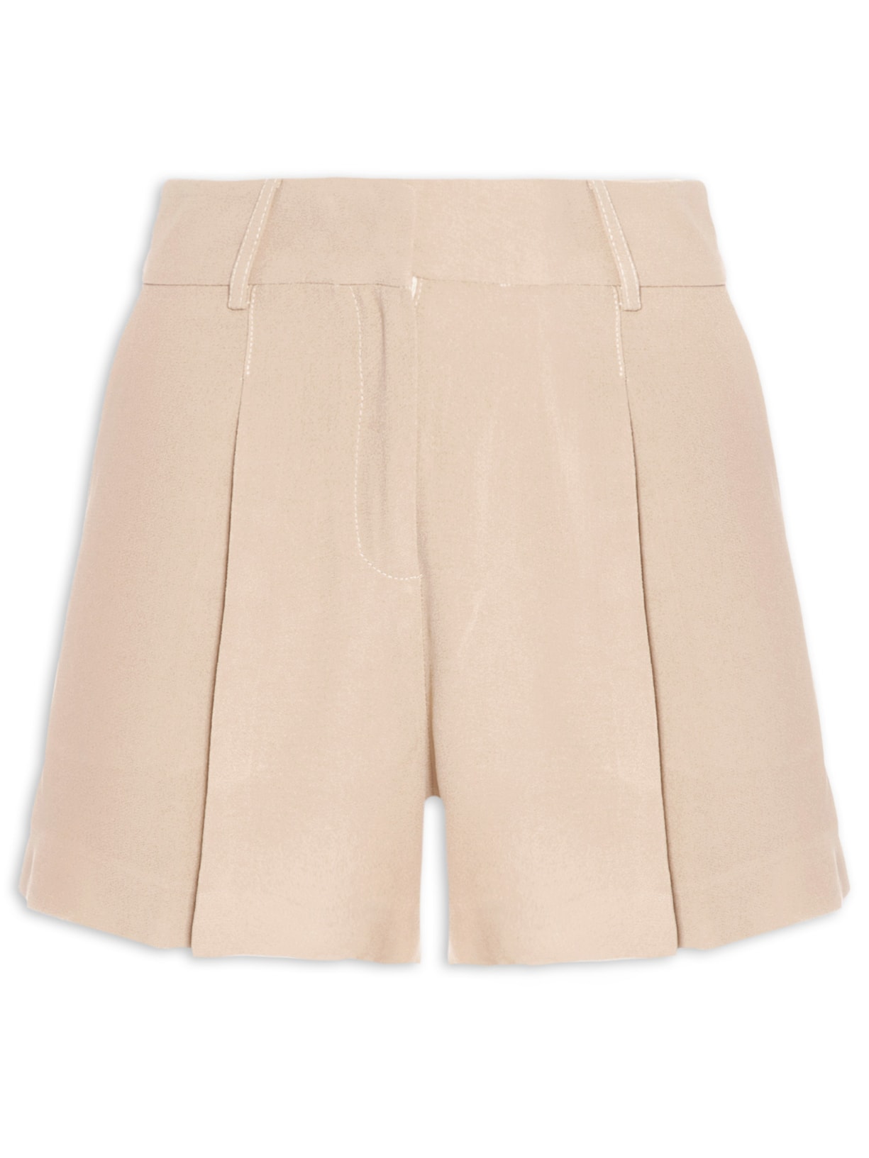 Short Feminino Cintura Alta Em Crepe - Bege