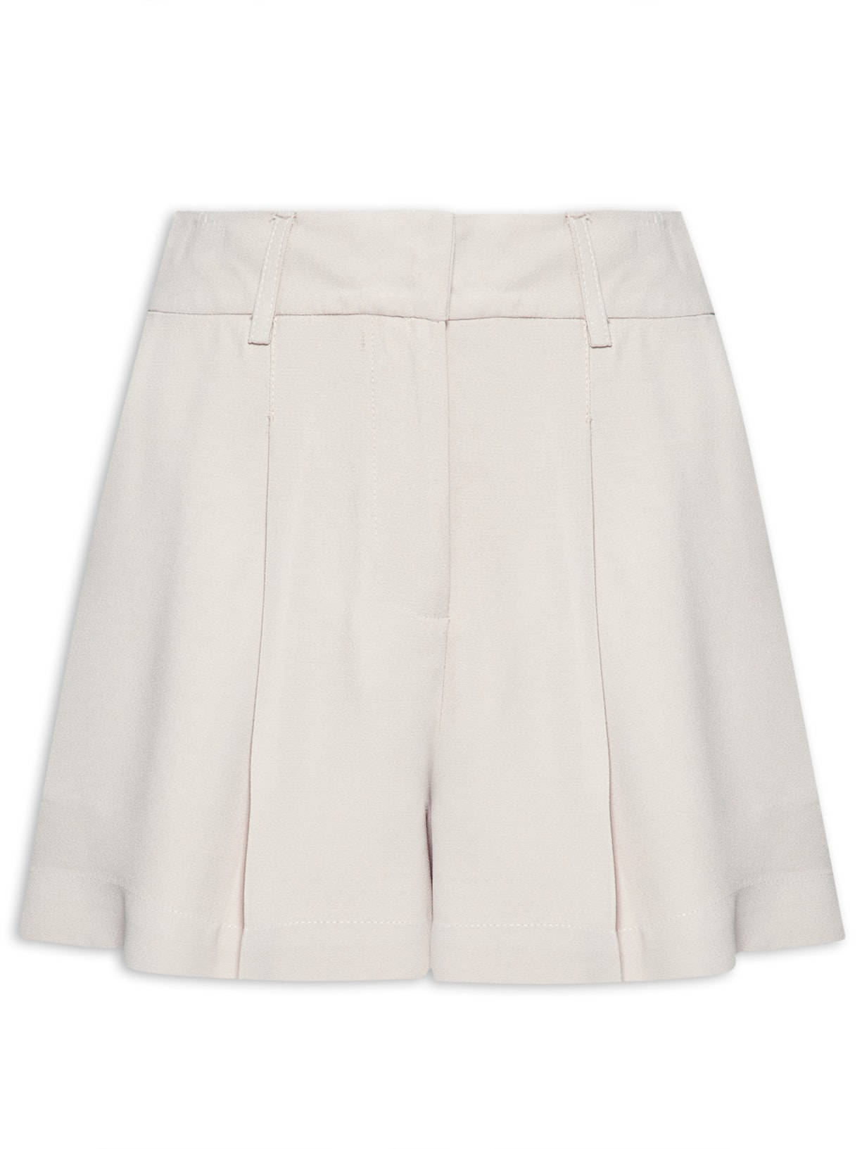 Short Feminino Cintura Alta Em Crepe - Bege