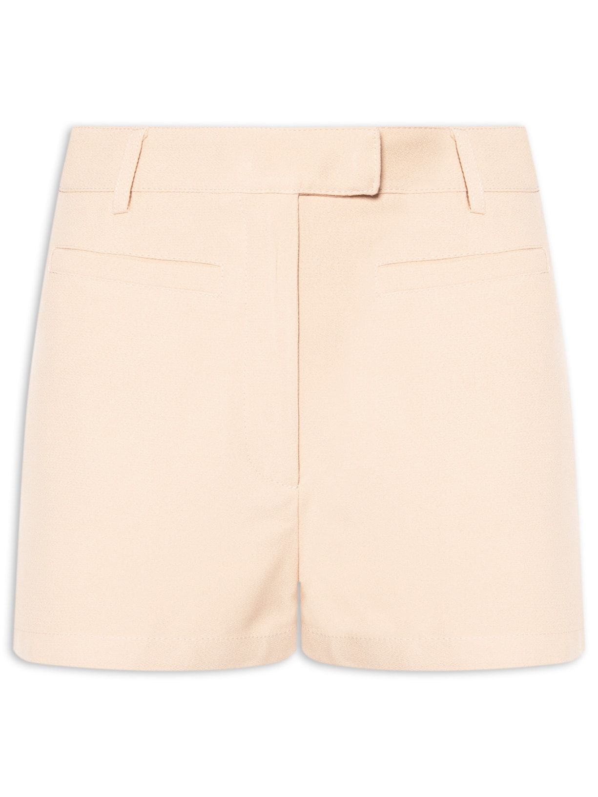 Short Feminino Cintura Alta Em Crepe Bege '2Essential