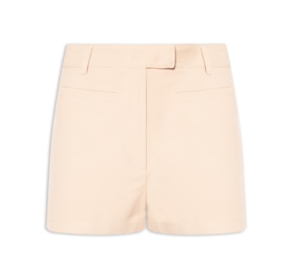 Short Feminino Cintura Alta Em Crepe - Bege