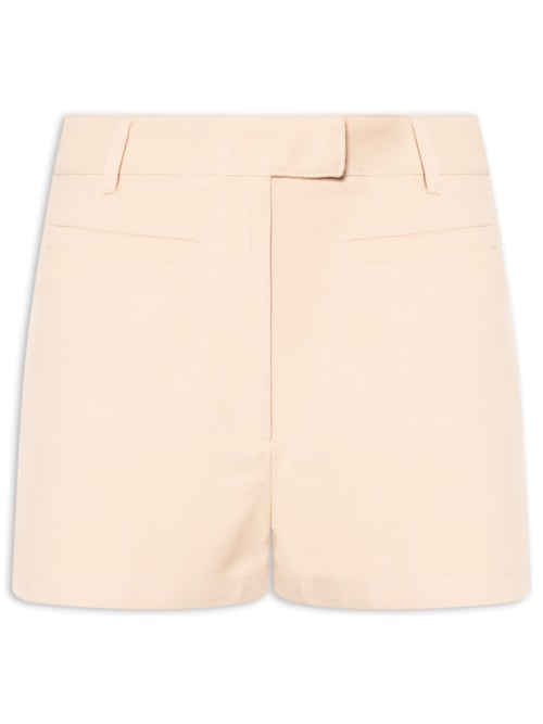 Short Feminino Cintura Alta Em Crepe - Bege