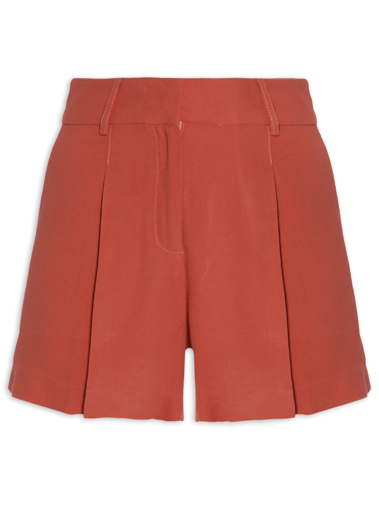 Short Feminino Cintura Alta Em Crepe - Laranja