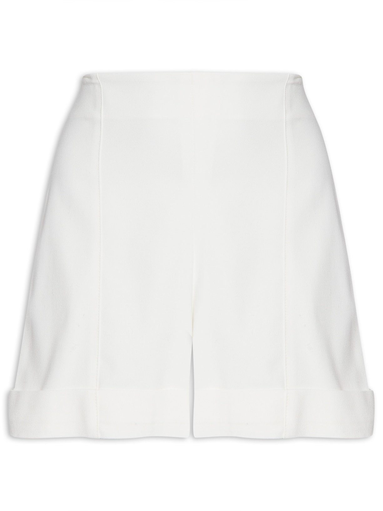 Short Feminino Cintura Alta Em Crepe - Off White