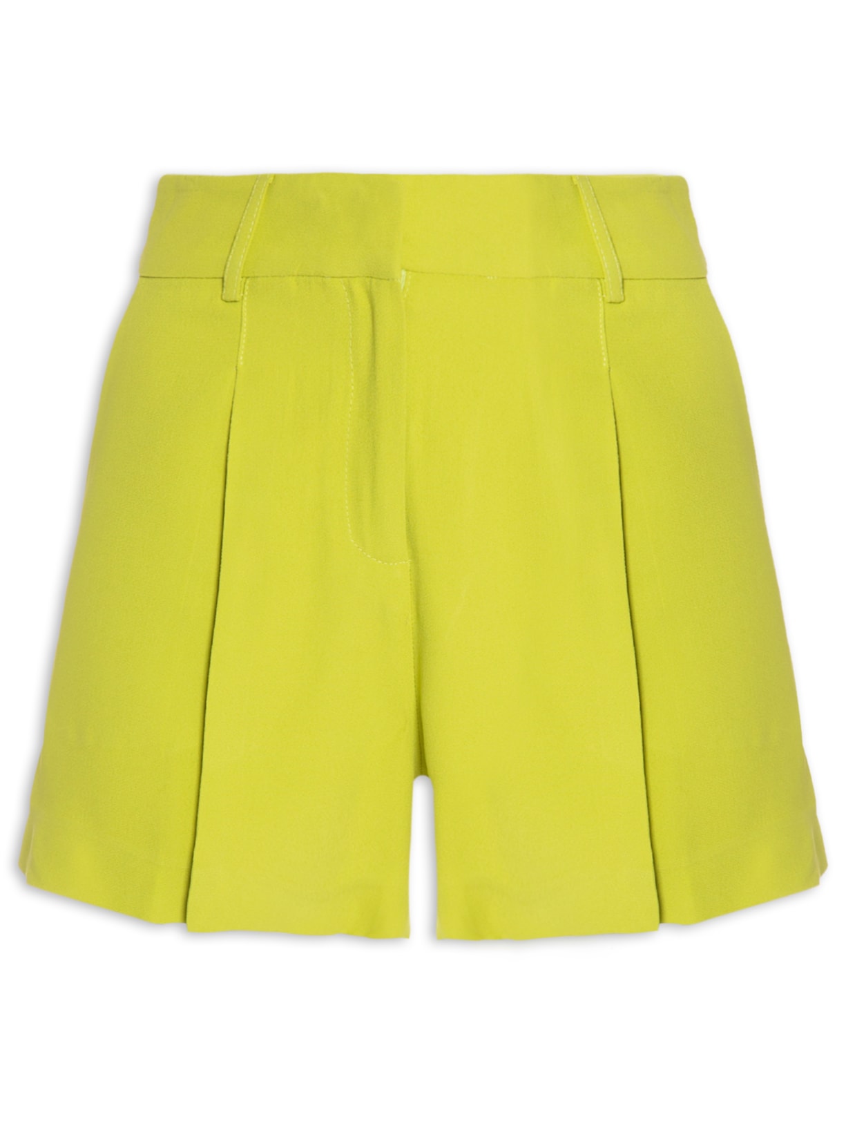 Short Feminino Cintura Alta Em Crepe - Verde