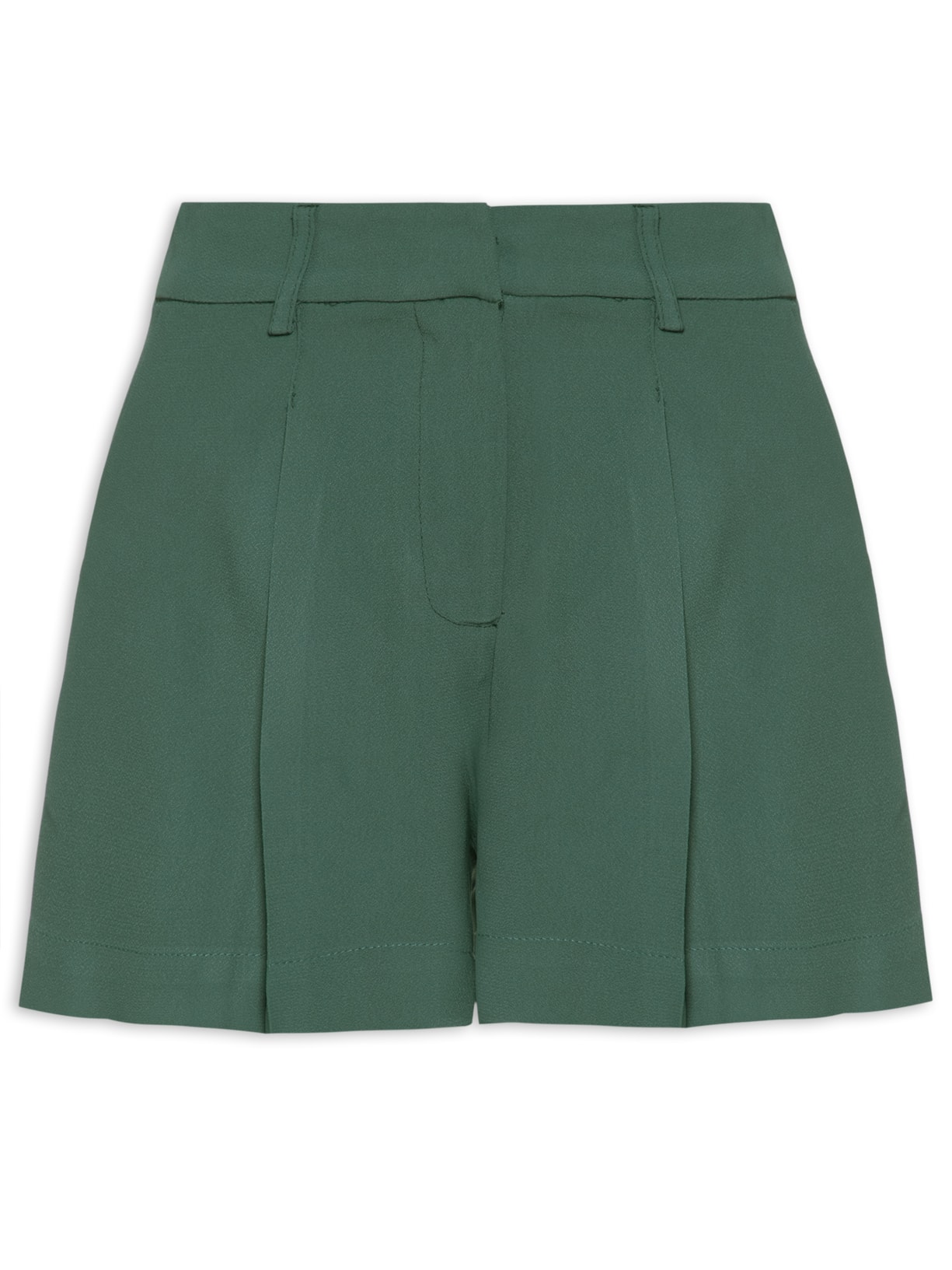 Short Feminino Cintura Alta Em Crepe - Verde