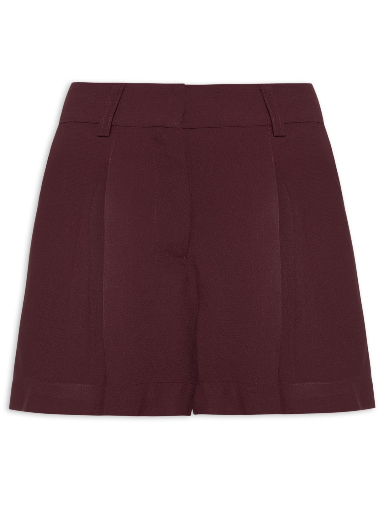 Short Feminino Cintura Alta Em Crepe - Vermelho