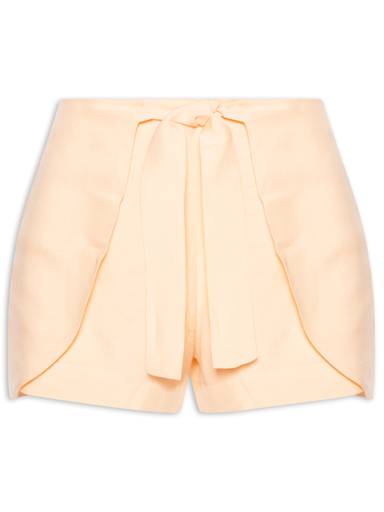 Short Feminino Cintura Alta Em Linho Misto Amarelo '2Essential