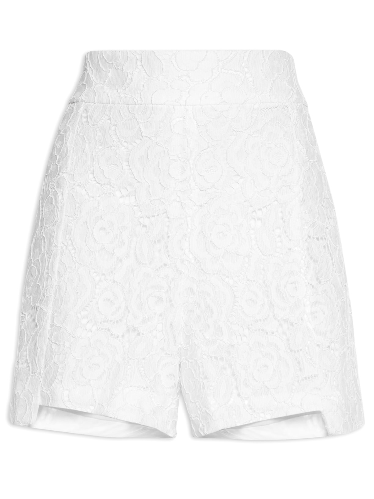 Short Feminino Cintura Alta Em Renda - Branco