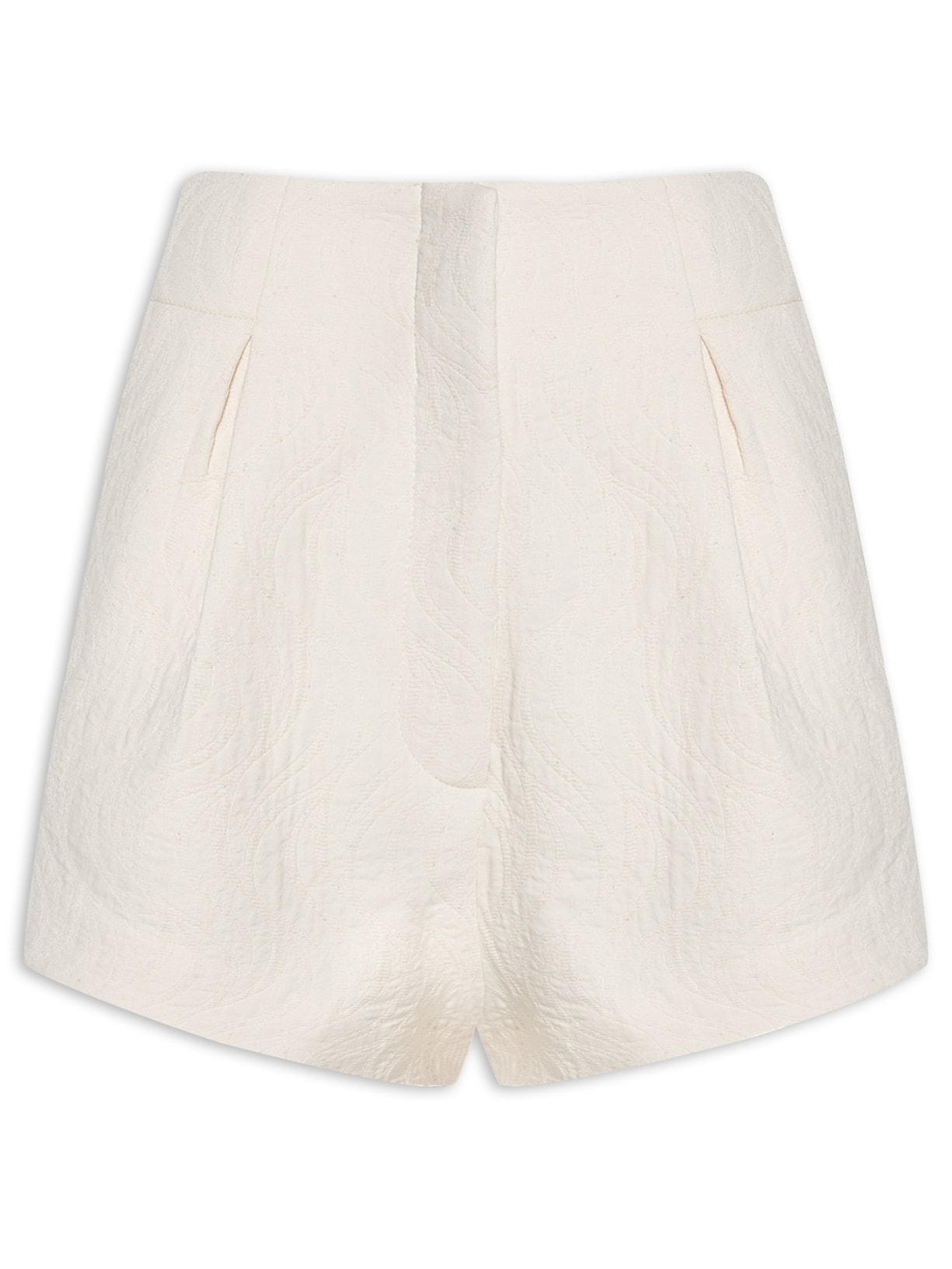 Short Feminino Cintura Alta Jacquard Smp - Off White