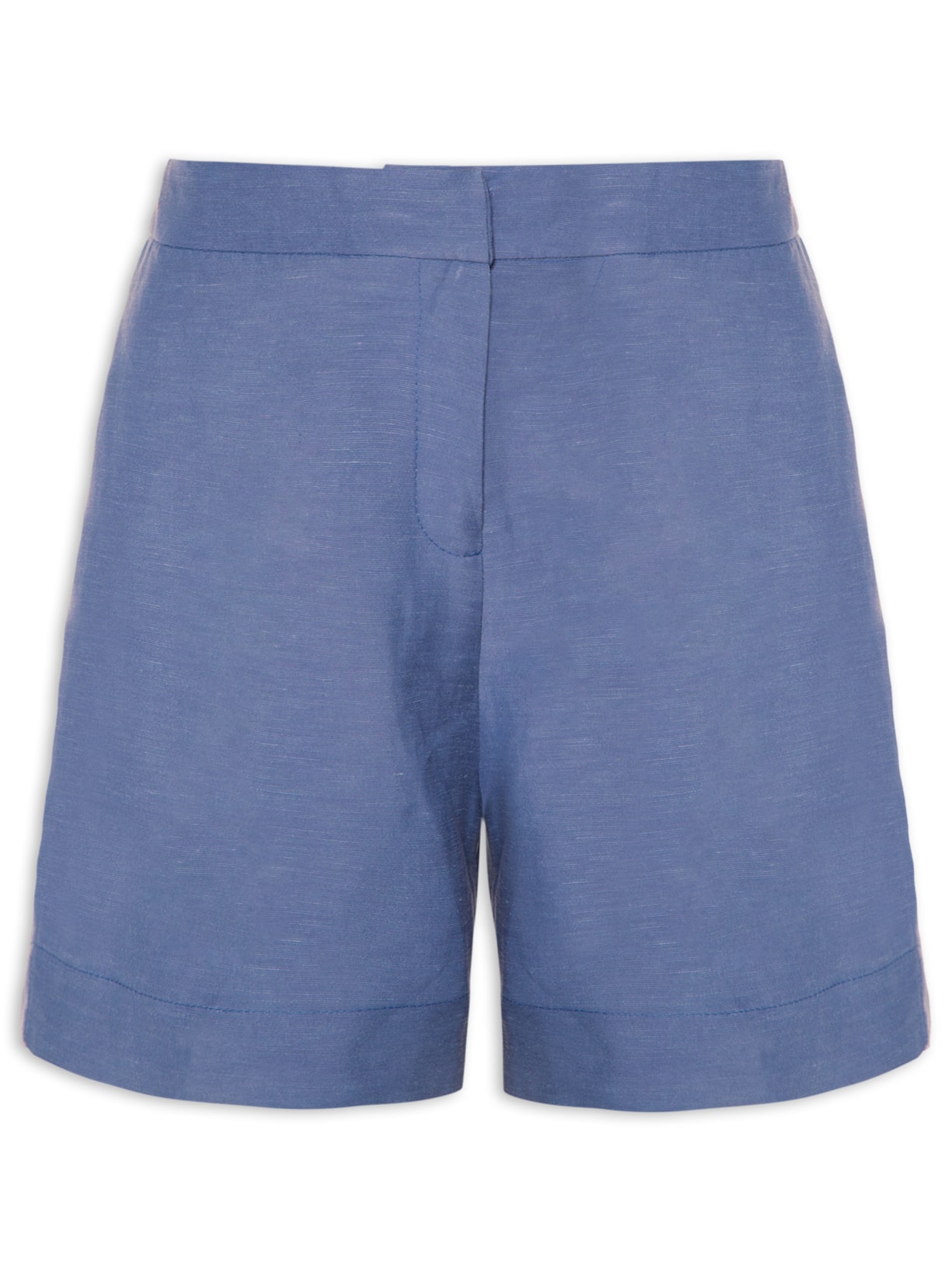 Short Feminino Cintura Alta Linho - Azul