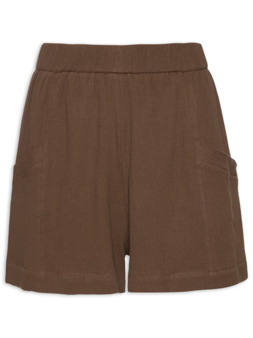 Short Feminino Com Acabamento A Fio - Marrom