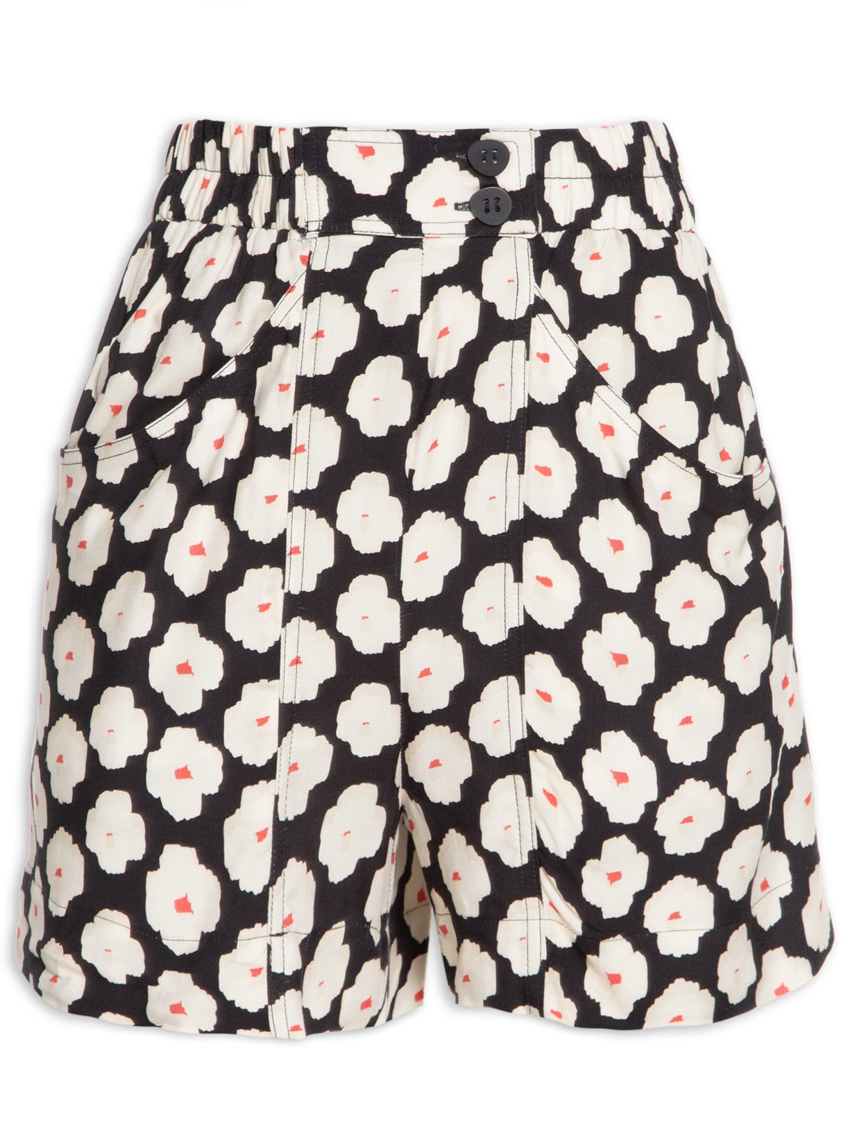 Short Feminino Com Bolso Floral Bold Preto Animale