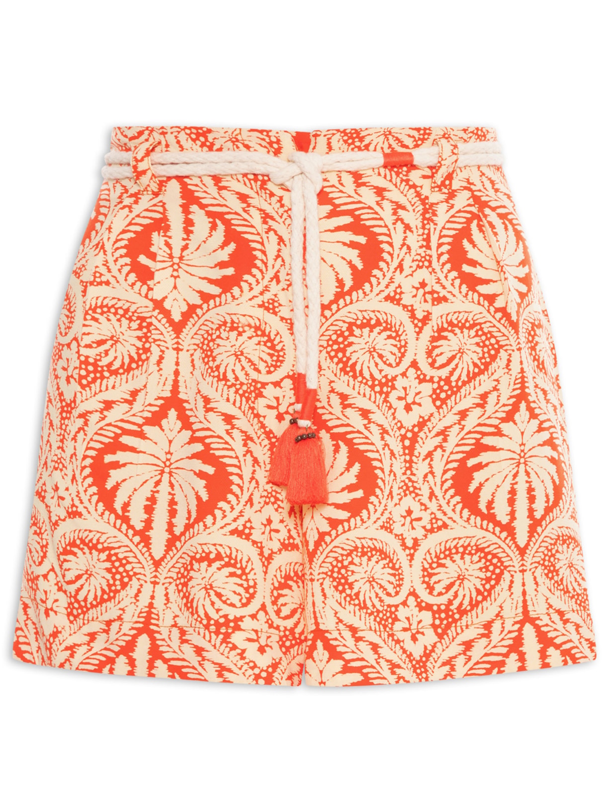 Short Feminino Com Cinto Estampa Verano Beta - Vermelho