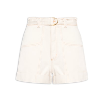 Short Feminino Com Cinto - Off White