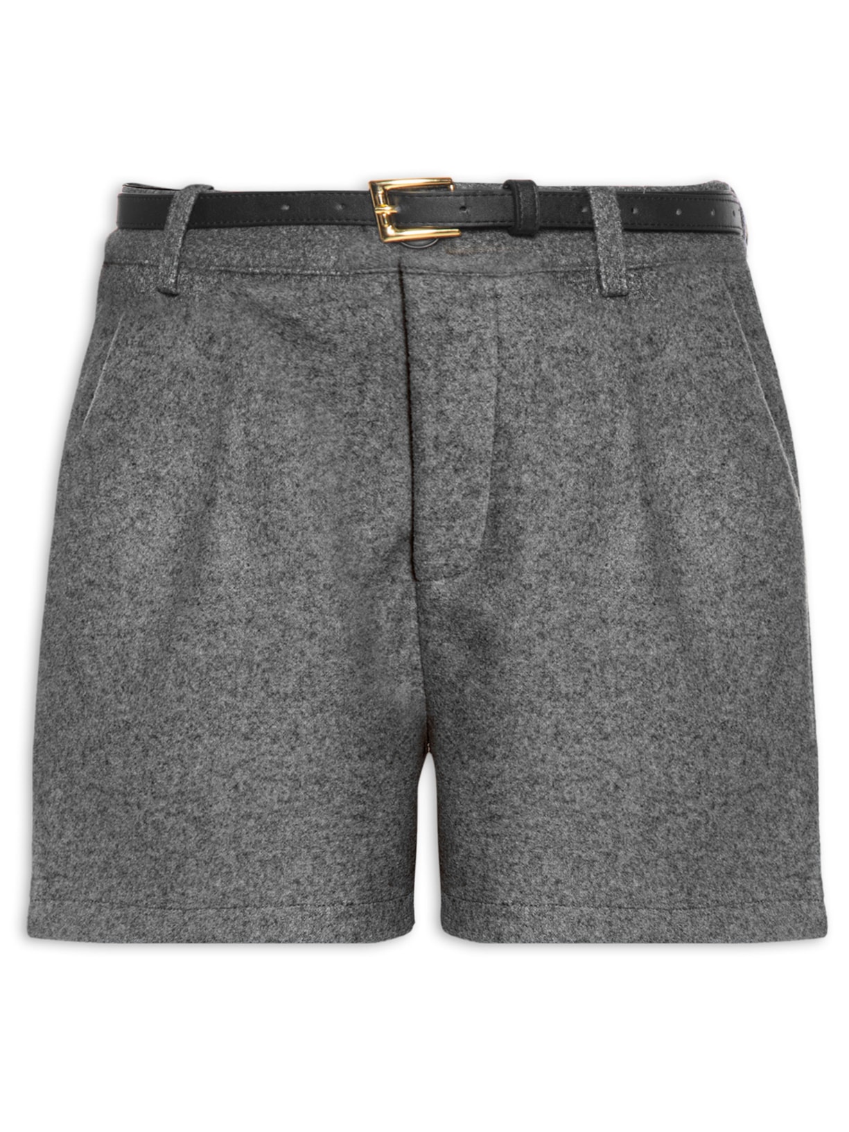 Short Feminino Com Cinto Removível - Cinza