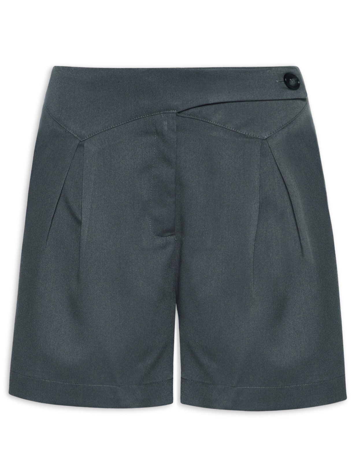 Short Feminino Com Cós Assimétrico - Cinza