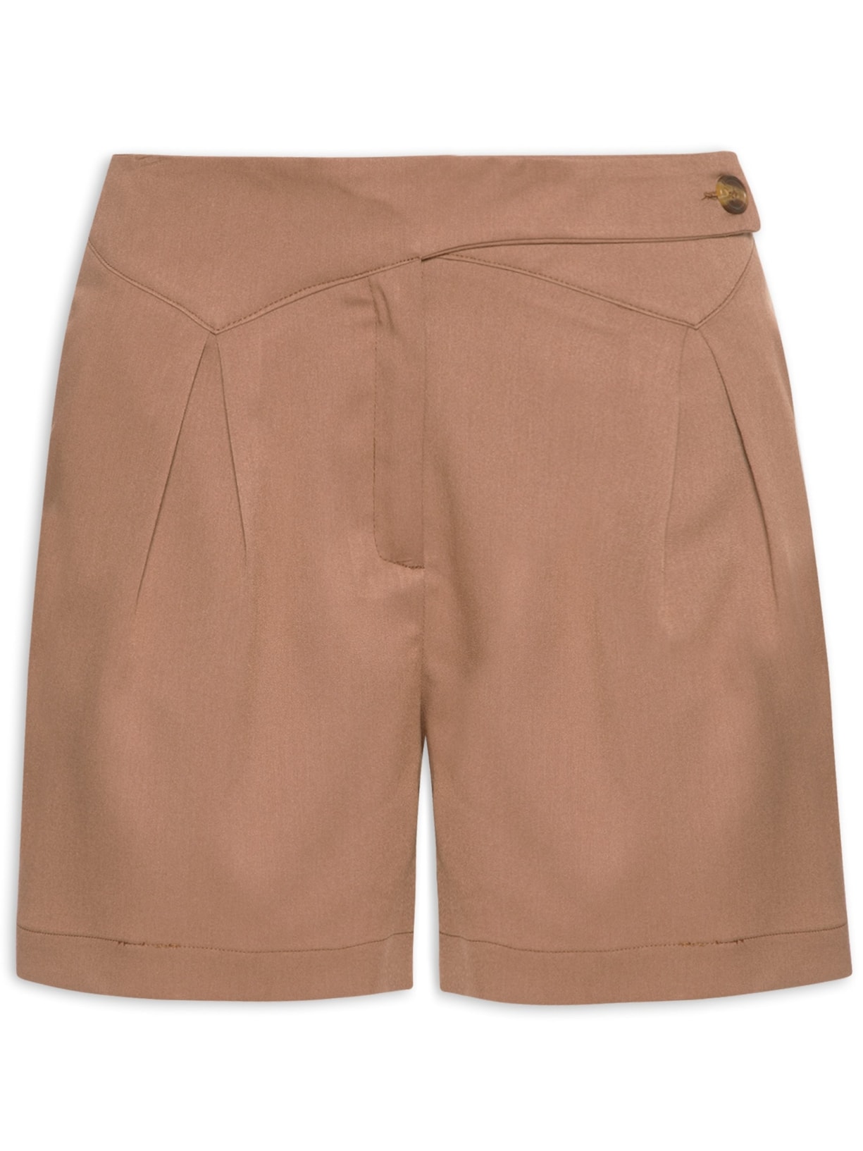 Short Feminino Com Cós Assimétrico - Marrom