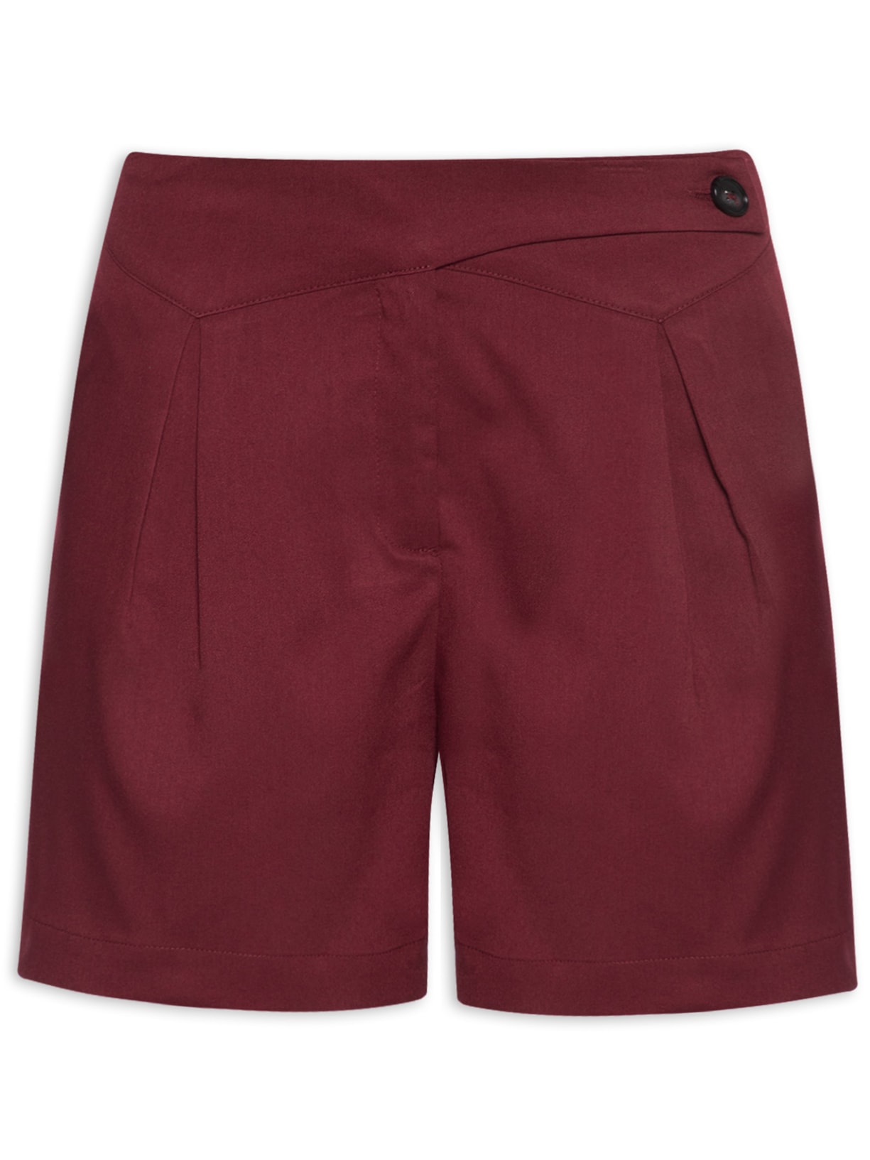 Short Feminino Com Cós Assimétrico - Vermelho