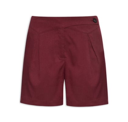 Short Feminino Com Cós Assimétrico - Vermelho