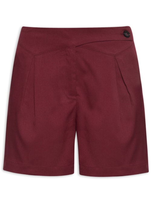 Short Feminino Com Cós Assimétrico - Vermelho