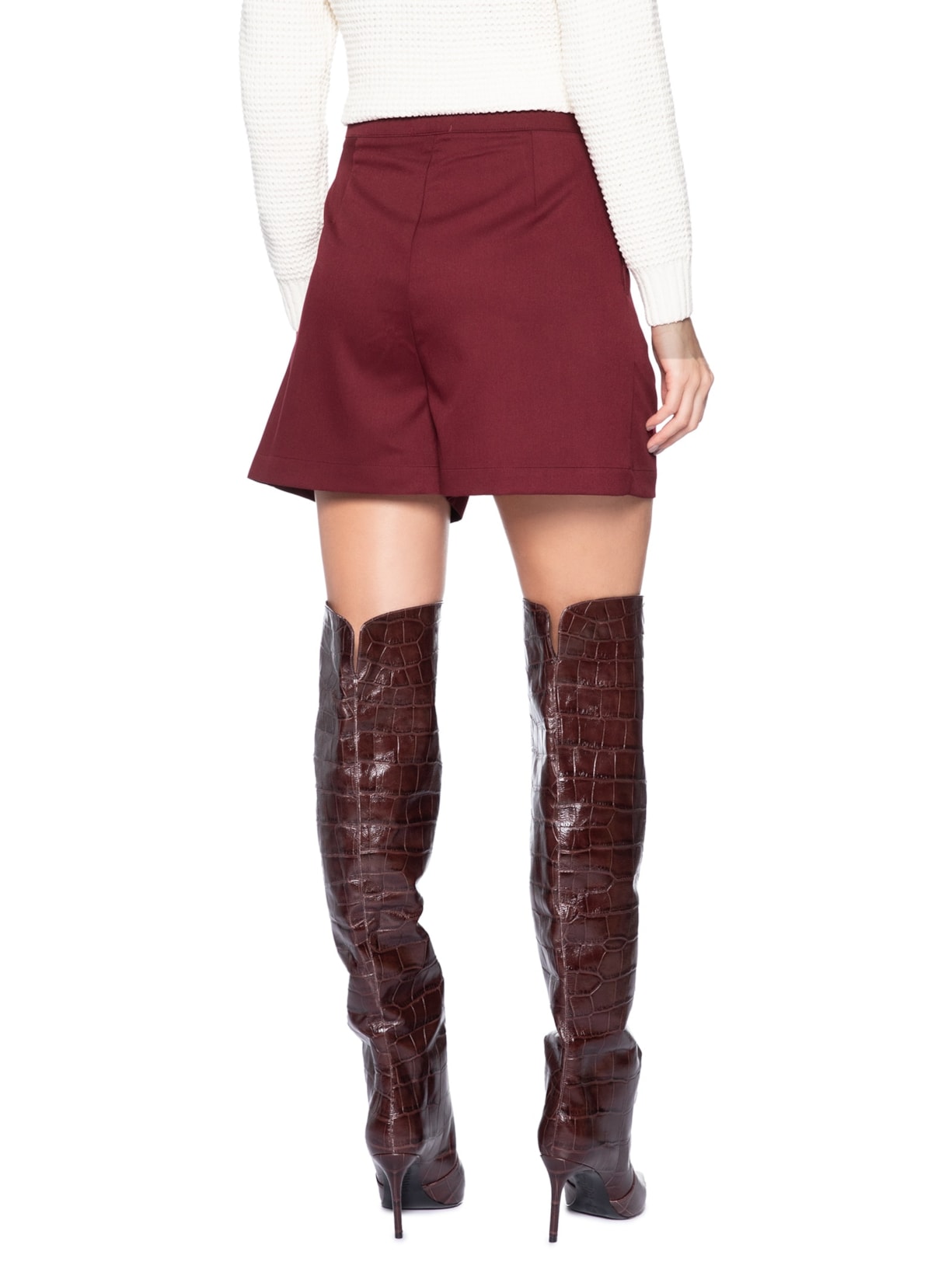 Short Feminino Com Cós Assimétrico Vermelho Market 33