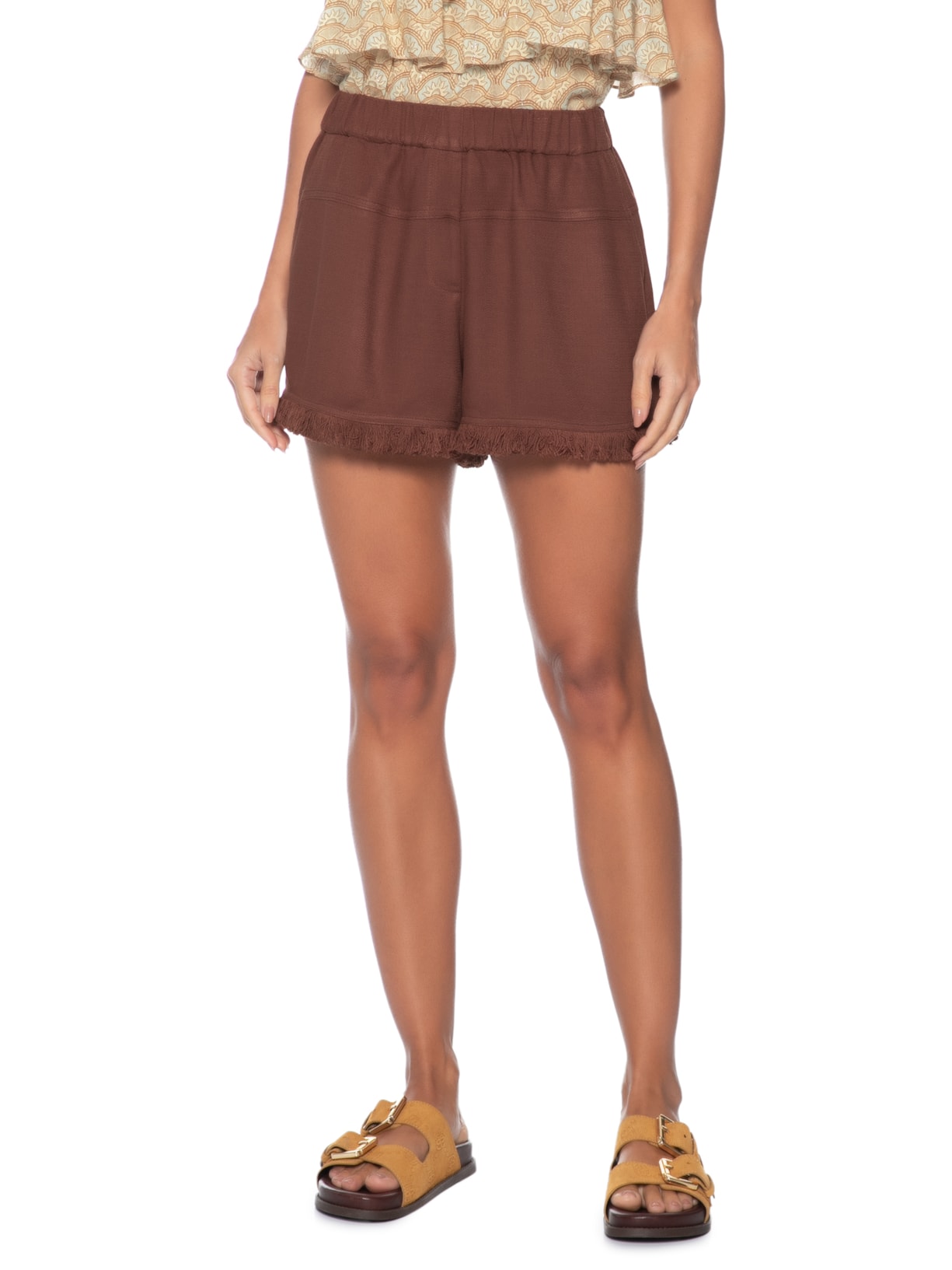 Short Feminino Com Franja Branco Dress To