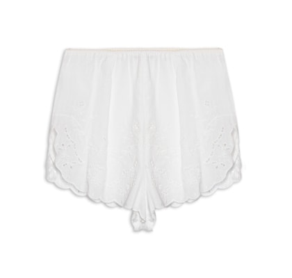 Short Feminino Com Linho Bordado - Branco