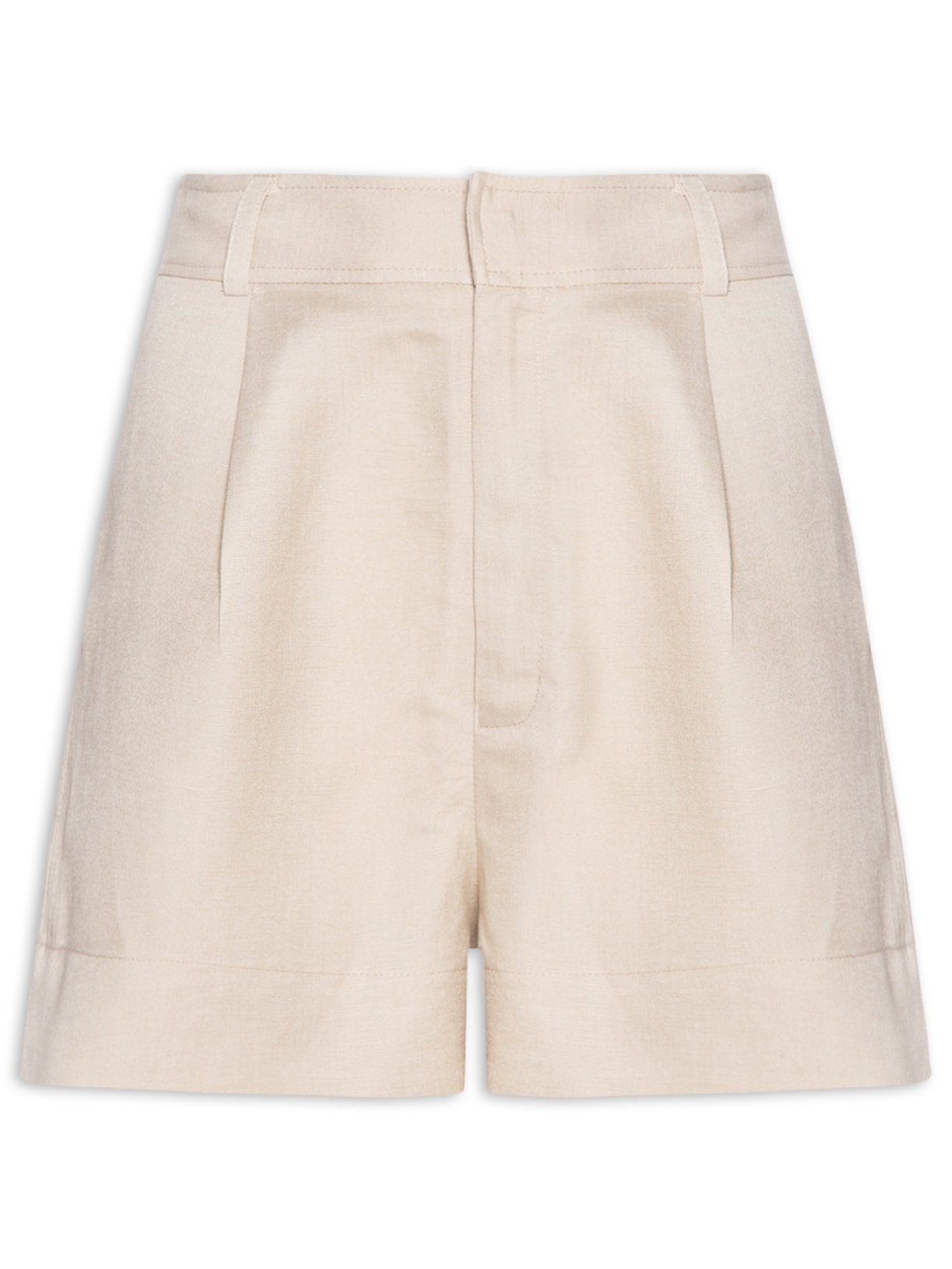 Short Feminino Com Linho Chino Bege Animale