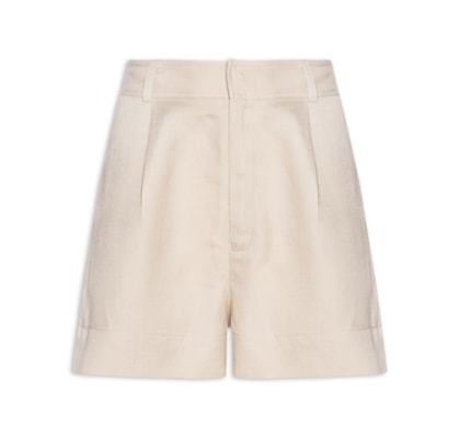 Short Feminino Com Linho Chino - Bege
