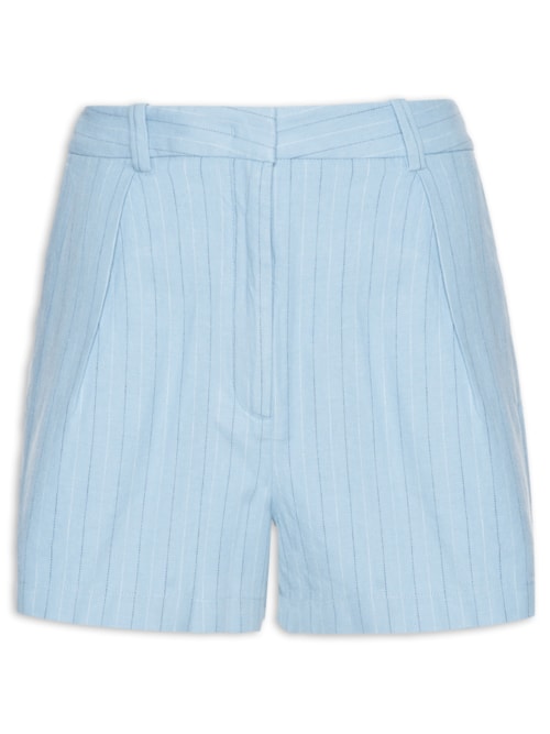 Short Feminino Com Listras Finas - Azul