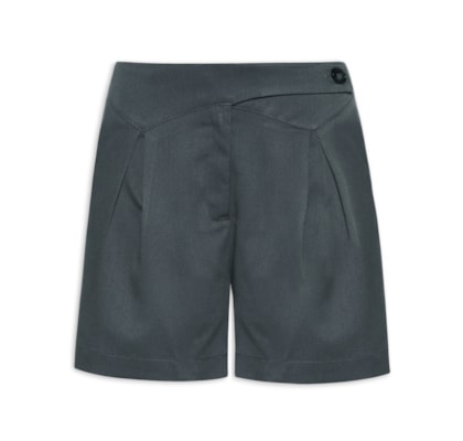 Short Feminino Com Pala Assimétrica - Cinza
