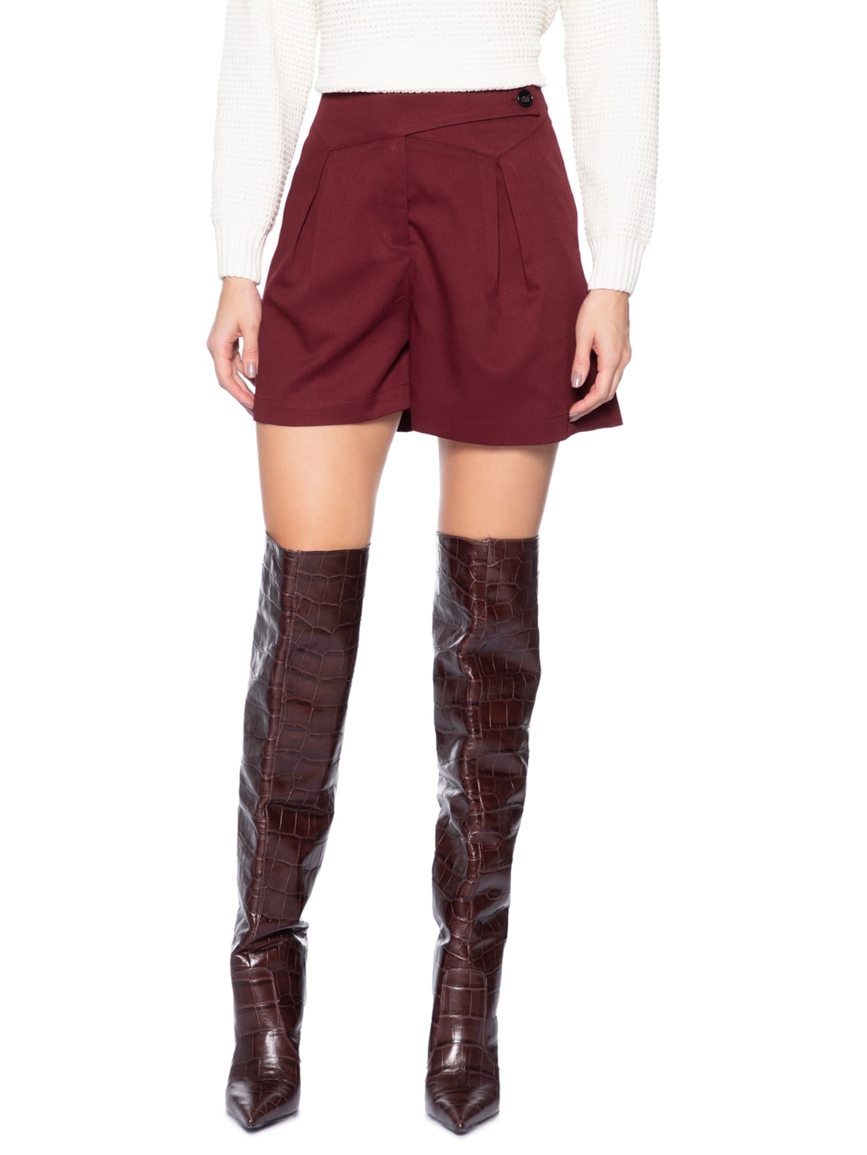 Short Feminino Com Pala Assimétrica Vermelho Market 33