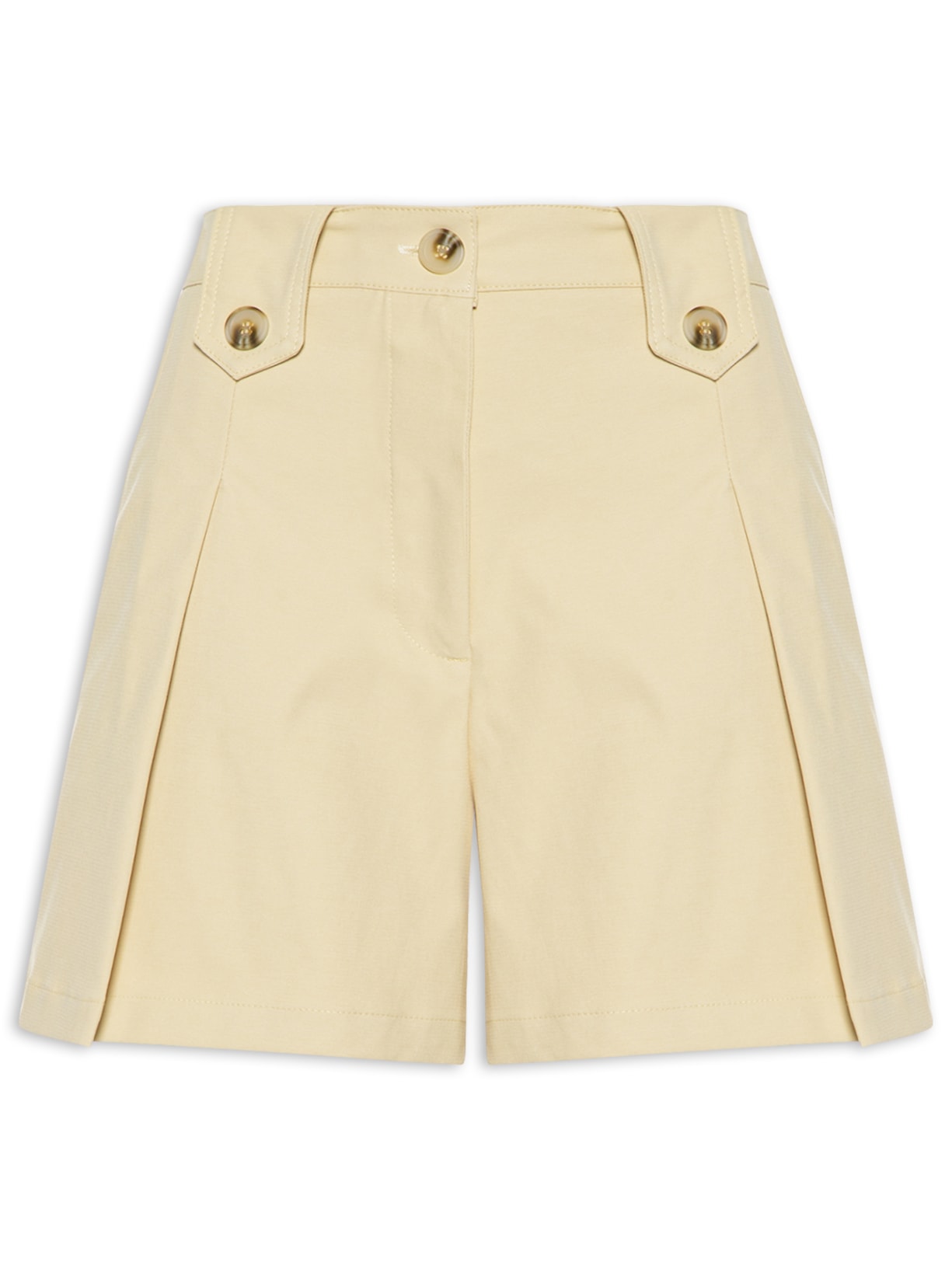 Short Feminino Com Pregas Bege '2Essential