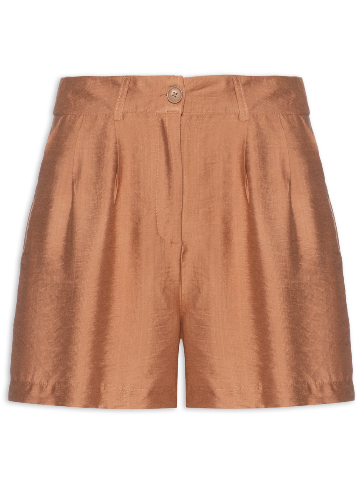 Short Feminino Com Pregas Marrom Market 33
