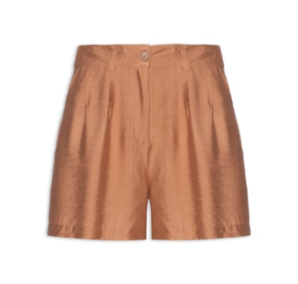 Short Feminino Com Pregas - Marrom