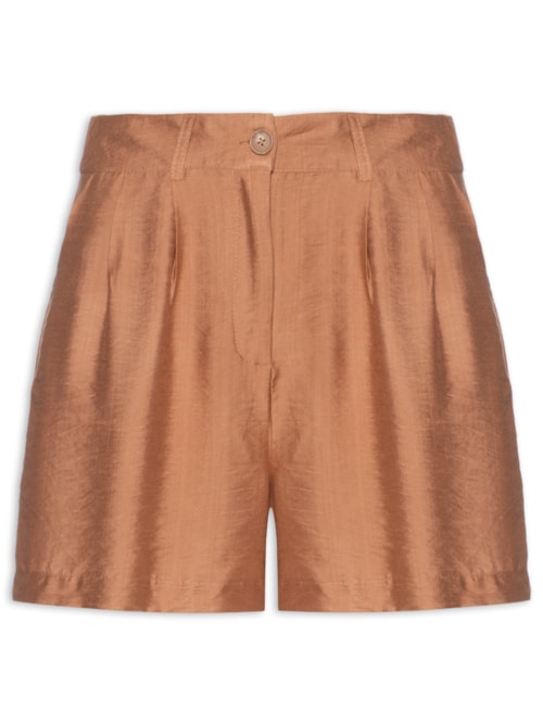 Short Feminino Com Pregas - Marrom