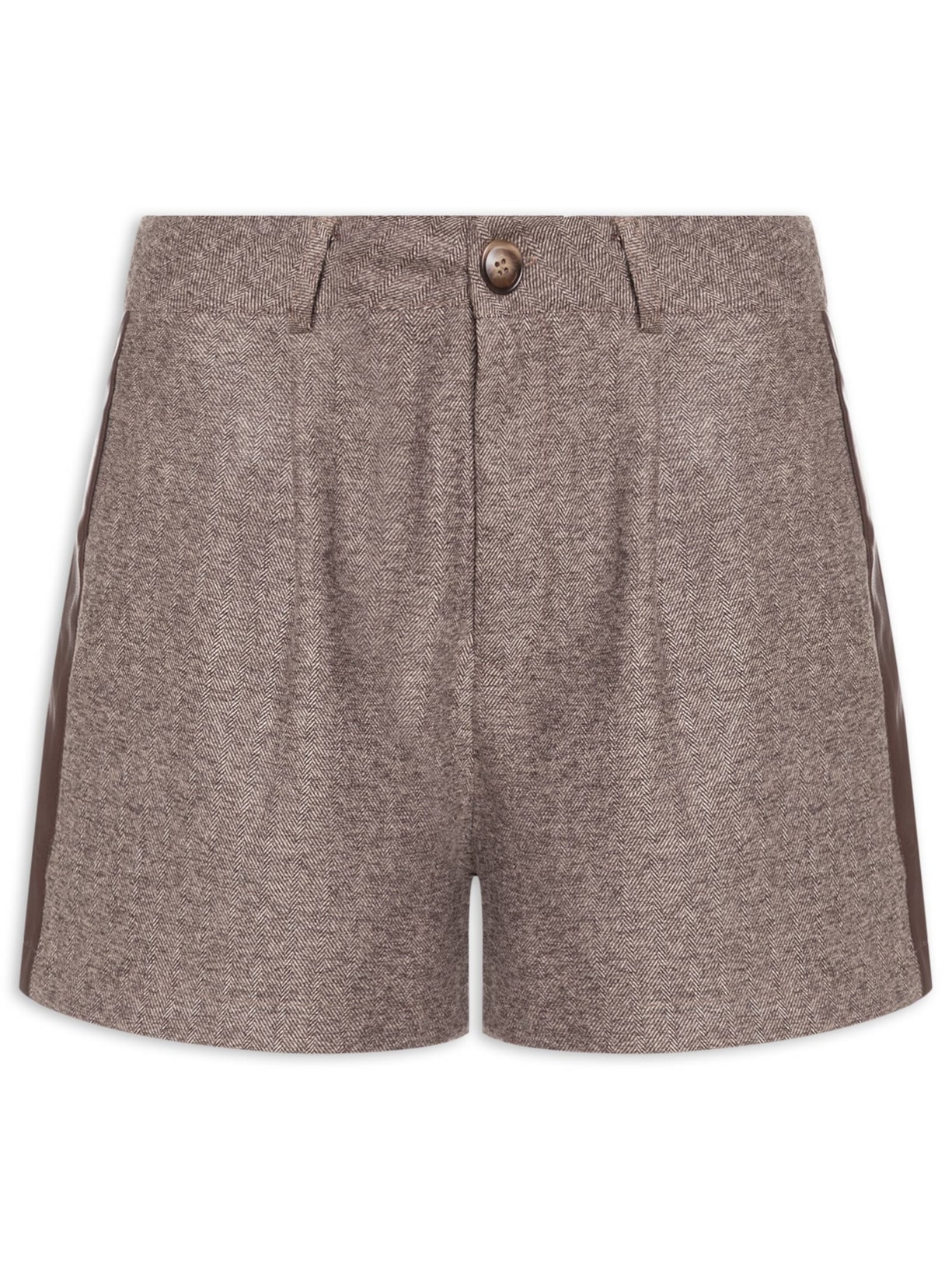 Short Feminino Com Pregas Marrom Market 33