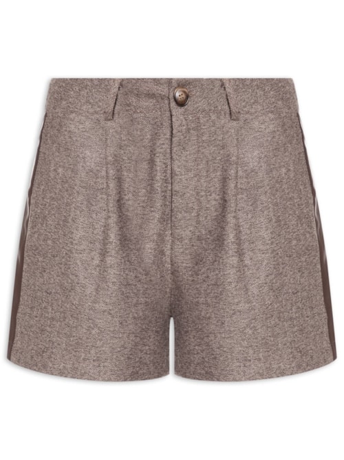 Short Feminino Com Pregas - Marrom