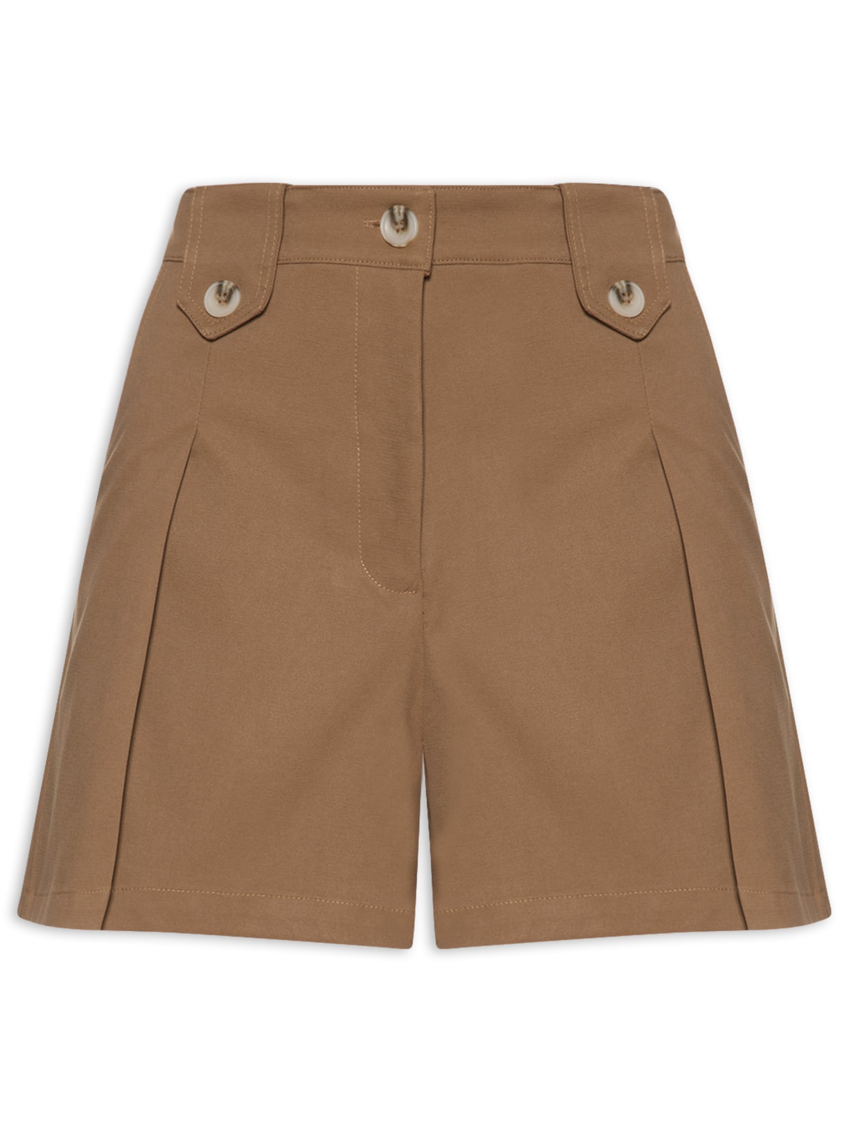 Short Feminino Com Pregas - Marrom
