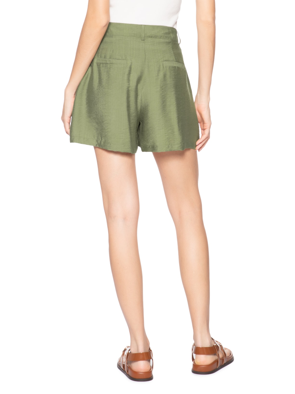 Short Feminino Com Pregas Verde Market 33